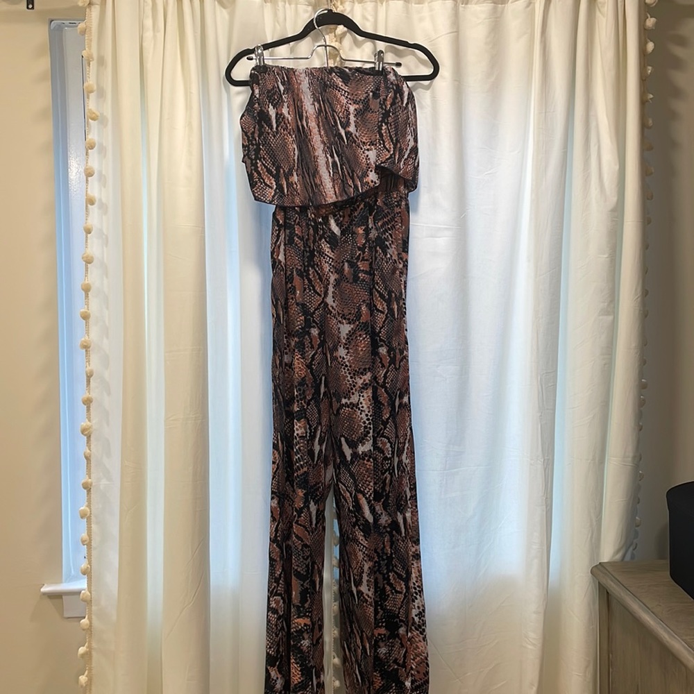 Pink and Navy Snakeskin Jumpsuit